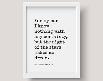 Vincent Van Gogh Quote Print || artist quote, vincent van gogh, van gogh quote print, van gogh poster, quote wall art, typewriter font