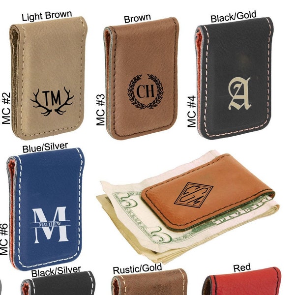 Personalized Money Clip, Magnetic monogram Money Clip, Minimalist Gift, Groomsmen Gift, Custom Engraved Money Clip, Leather Money Clip