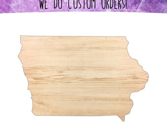 Iowa State Cut out, IA Wooden Cut out, Laser Cut State, Iowa Wood, State Cut out, Wood Cut out, Craft Supply