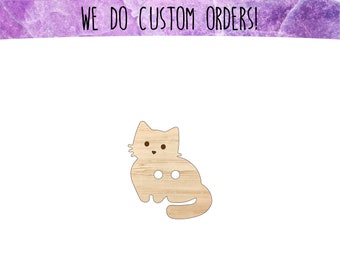 Cat Buttons Set of 10, Craft Sewing Buttons, Wooden Cat Buttons, Wood Cat, Sewing Button, Craft, Wooden Buttons, Cat Button