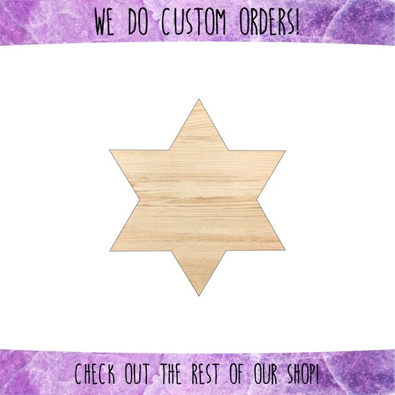 Star of David Wood Cut Out Star of David Wooden Shape Star Etsy