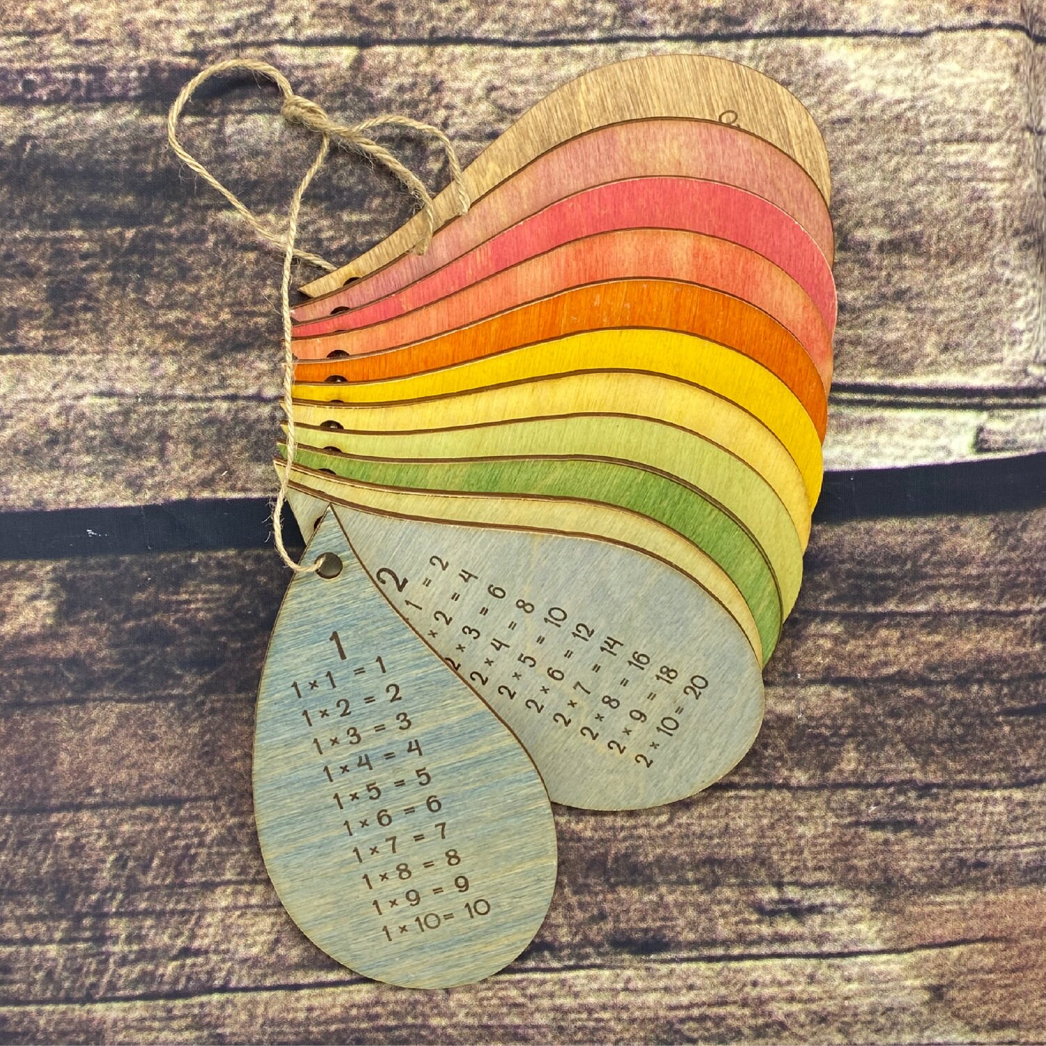 Multiplication Flash Cards, Times Tables Memory, Wood Math Flash Cards ...