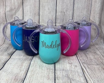 Laser Engraved 10oz Sippy Cup Tumbler, Personalized Stainless Steel Tumbler, Custom Insulated Cup, Custom Sippy, Toddler Cup