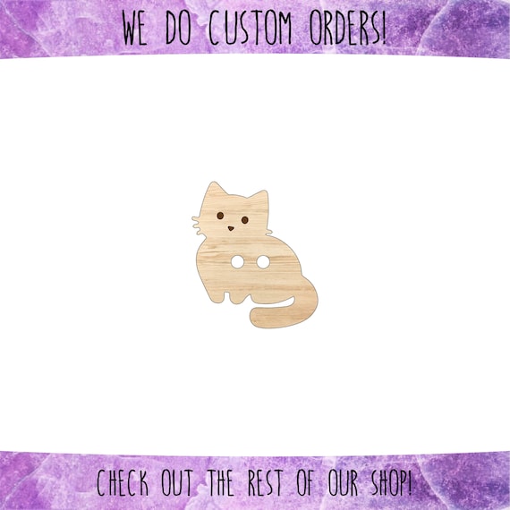 Cat Buttons Set of 10, Craft Sewing Buttons, Wooden Cat Buttons, Wood Cat, Sewing Button, Craft, Wooden Buttons, Cat Button