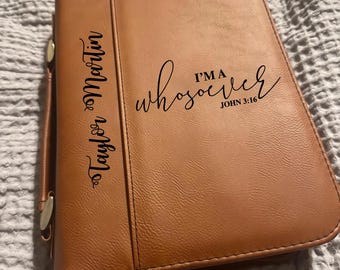Bible Cover, Engraved “I’m a whosoever - John3:16” Bible Cover, Custom Bible Case, Leatherette Personalized Bible Cover communion gift
