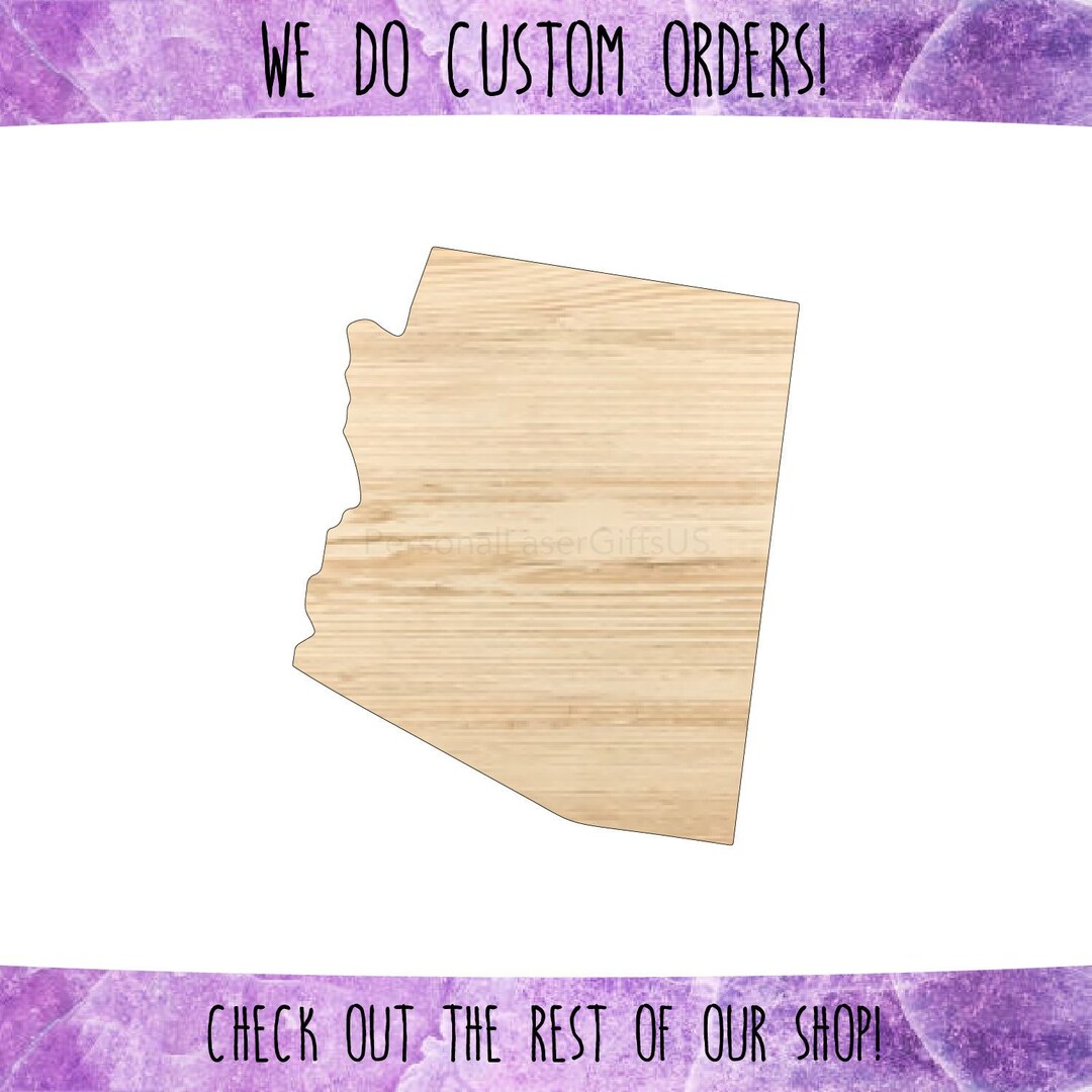 Arizona State Cutout AZ Wooden Cutout Laser Cut State - Etsy