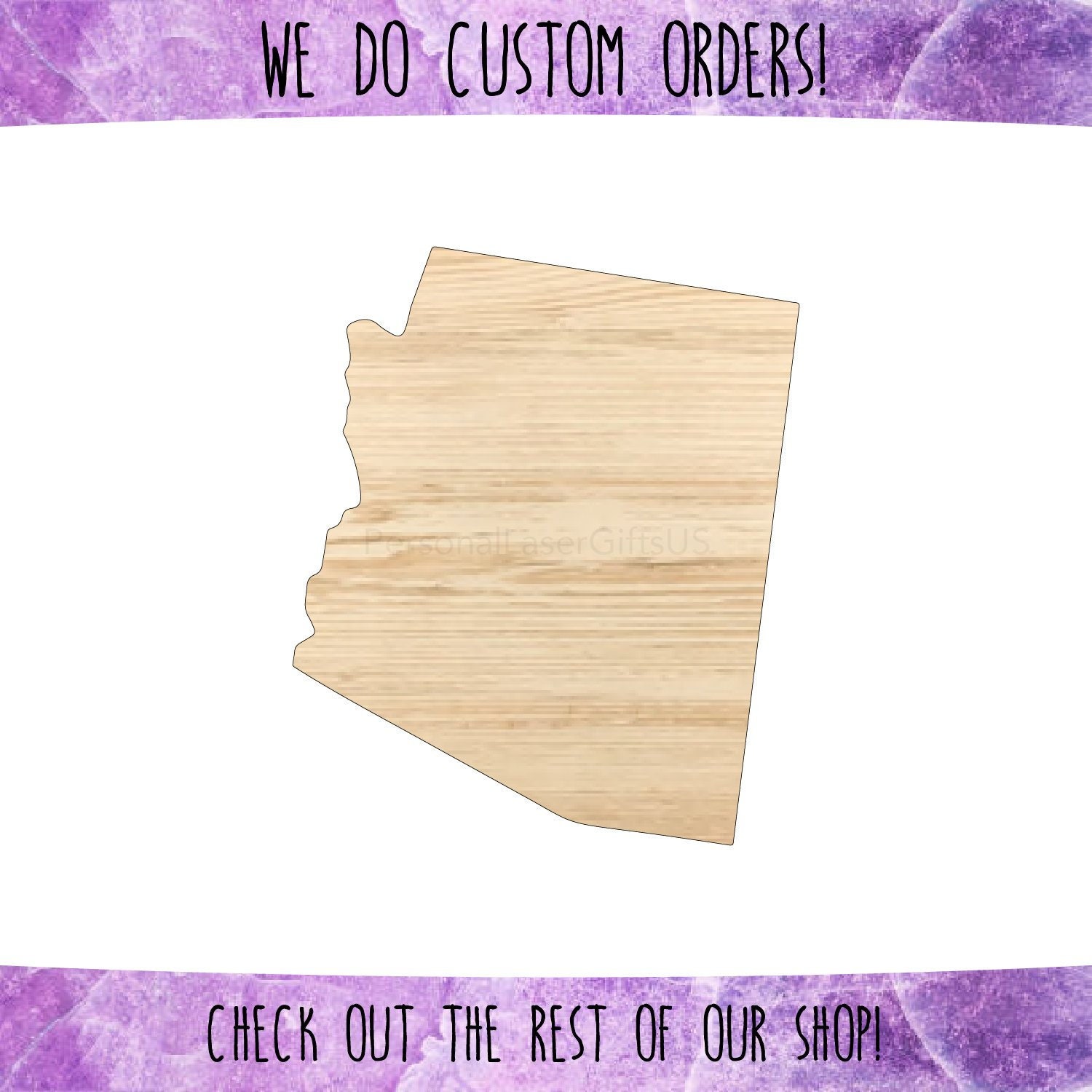 Arizona State Cutout AZ Wooden Cutout Laser Cut State Etsy