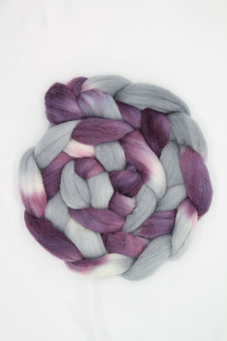 Purple Eligance 4oz Hand Painted Wool Merino Wool Top Roving image 3