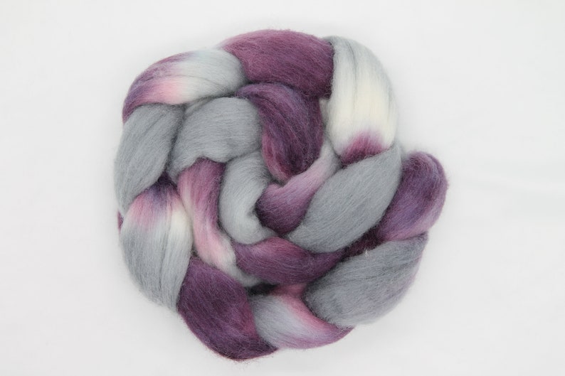 Purple Eligance 4oz Hand Painted Wool Merino Wool Top Roving image 2