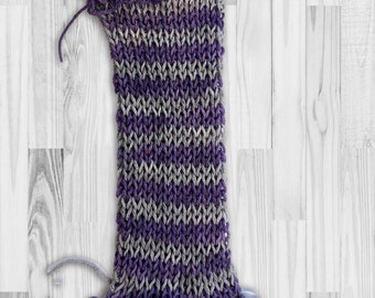 Hand dyed Platinum Sock - Purple Elegance Stripes