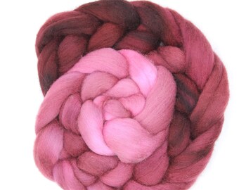 Black Cherry - 4oz Hand Painted Wool - Merino Wool Top Roving