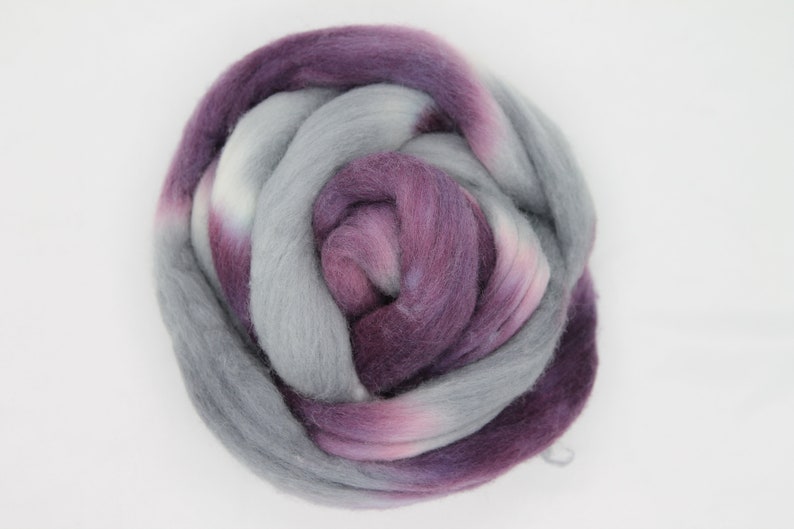 Purple Eligance 4oz Hand Painted Wool Merino Wool Top Roving image 1