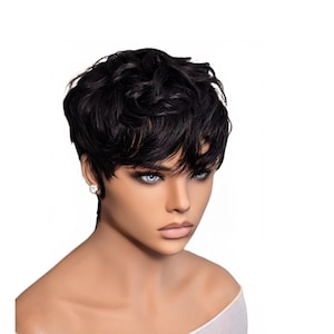ANITA Petite Body Wave Beginners Short Tapered Layered Razor Cut 100% Human Hair Wig