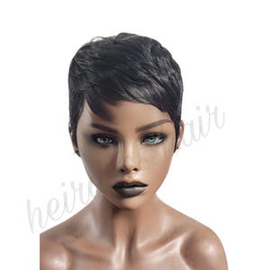 TESS Beginners Friendly Wig  Short Tapered Razor Cut 100% Human Hair Layered Wig  Pixie Wig  Black Woman Wig Salt and Pepper Grey Short Hair