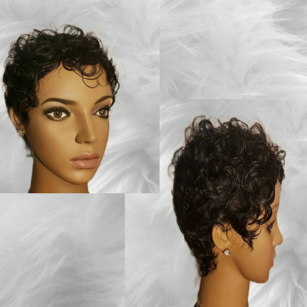 TAPERED Wet and Wavy Pixie Cut Wig