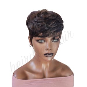 HALLE Beginners Wig Short Tapered Razor Cut Wig  100% Human Hair Wig Layered Wig  Pixie Wig Black Woman Wig Short Hair
