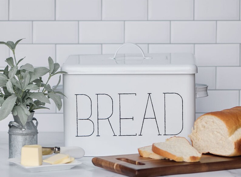 METAL BREAD BOX White Farmhouse Kitchen Tin Countertop Etsy