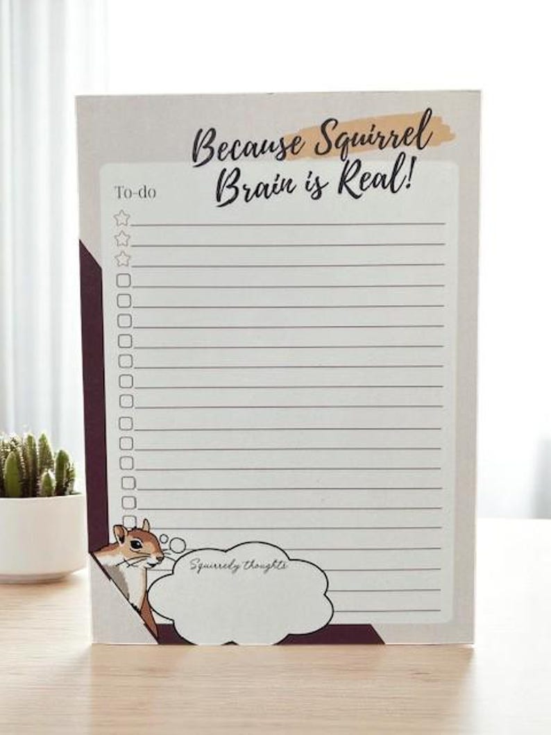 Funny To-do Notepad – Squirrel Brain Checklist Pad – Humor Desk Notepad ...