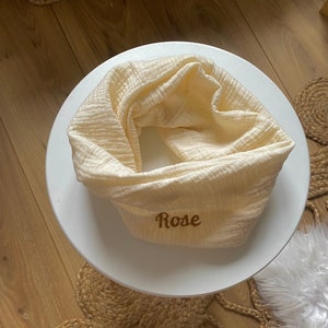 Embroidered snood, light spring/summer personalized in double gauze, various colors, neck circumference image 5