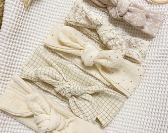 Bandeau à nouer gaze de coton – Headband naissance à adulte – Cadeau bohème maternité