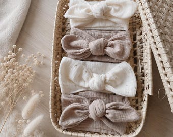 Bandeau à nouer gaze de coton – Headband naissance à adulte – Cadeau bohème maternité