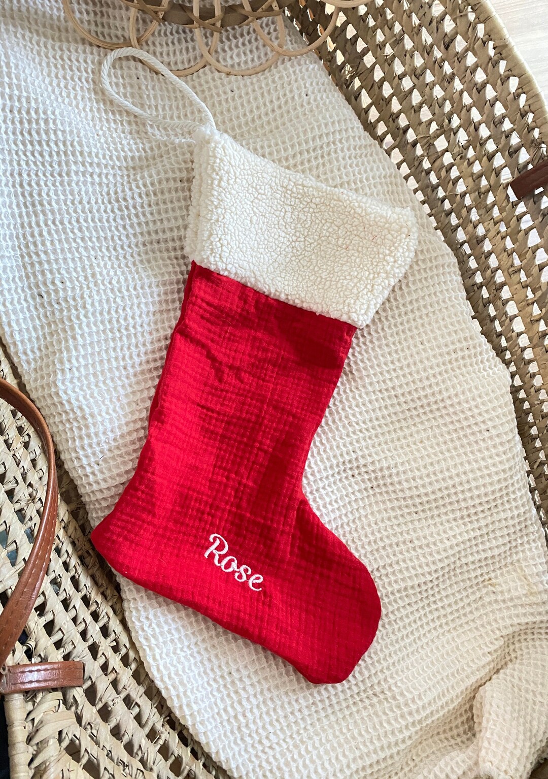 Personalized Decorative Embroidered Christmas Boot, Various Colors. Etsy