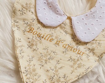 Bib Collar Claudine lace and double gauze, various colors