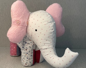 Memory keepsake elephant made from outgrown baby clothing / clothing from a loved one / uniforms