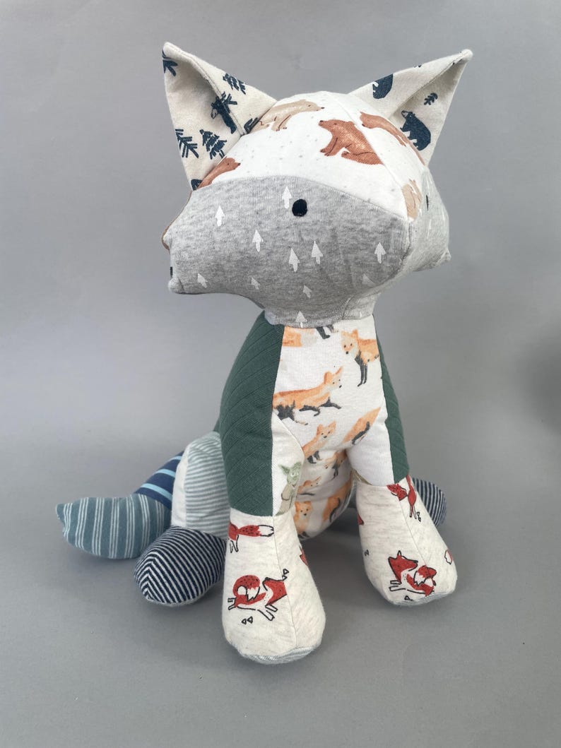 Memory keepsake fox made from baby clothes or clothing from a loved one image 8