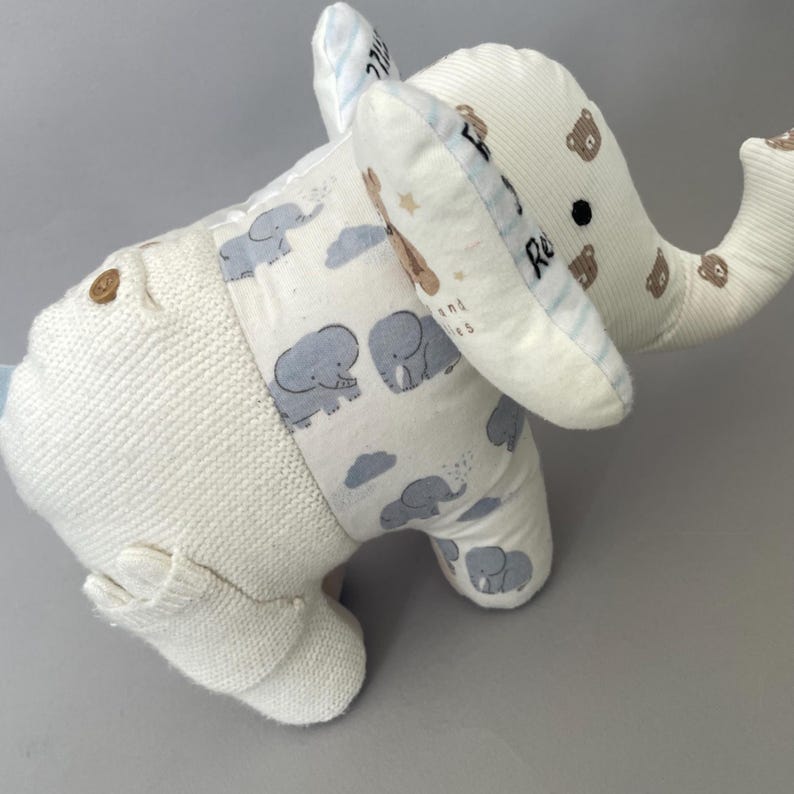 Keepsake Elephant: Handmade from Baby Clothes / Loved One's Clothing image 3