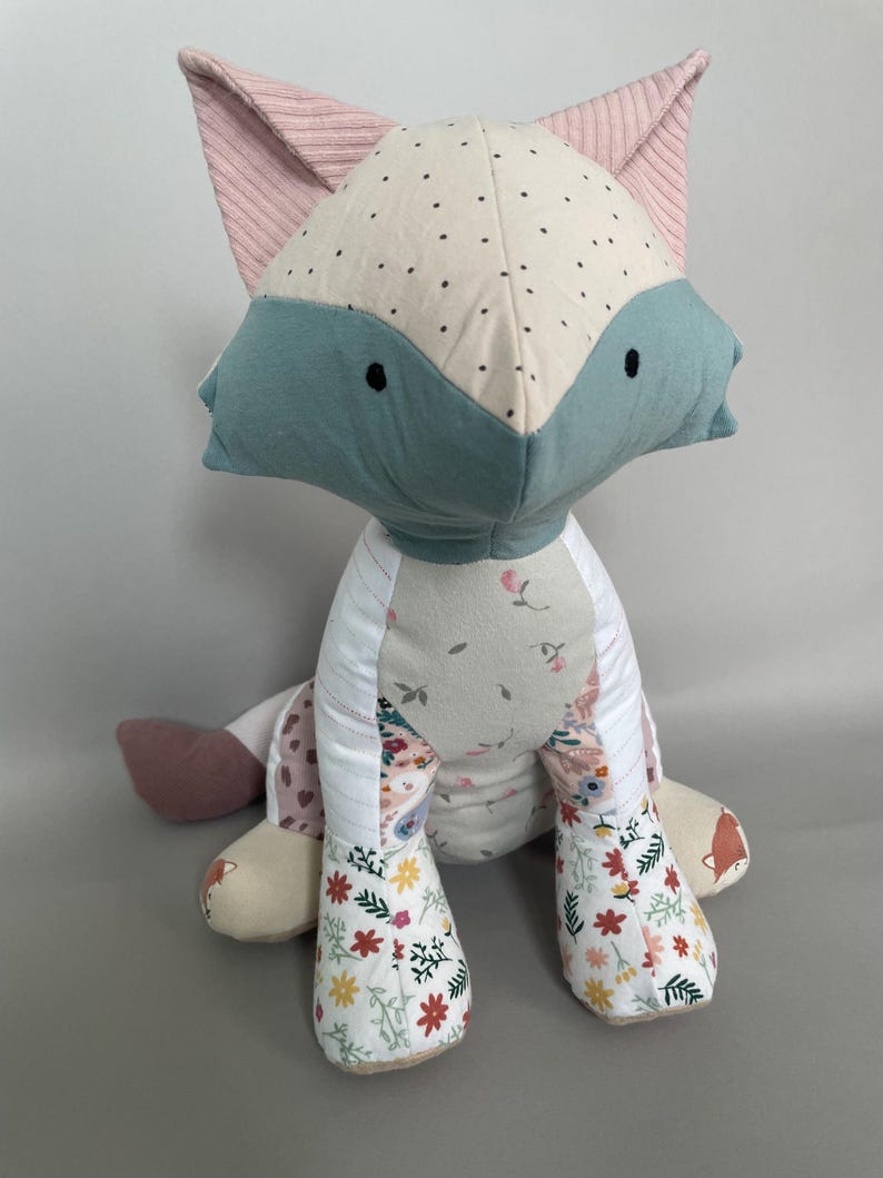 Memory keepsake fox made from baby clothes or clothing from a loved one image 10
