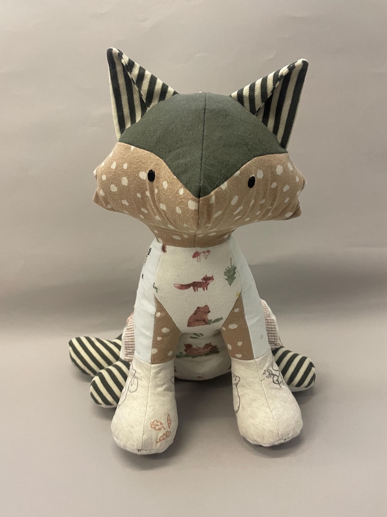 Memory keepsake fox made from baby clothes or clothing from a loved one image 11