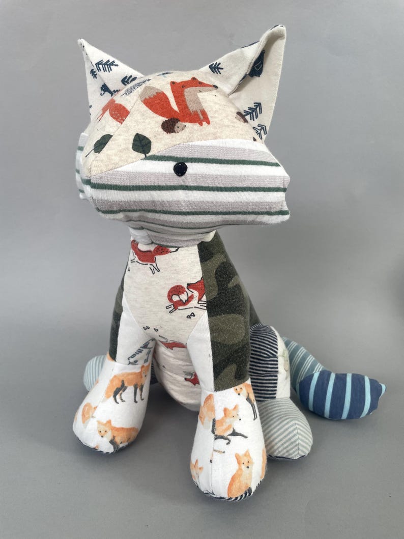 Memory keepsake fox made from baby clothes or clothing from a loved one image 7