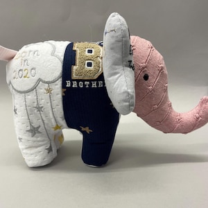 Keepsake Elephant: Handmade from Baby Clothes / Loved One's Clothing image 16