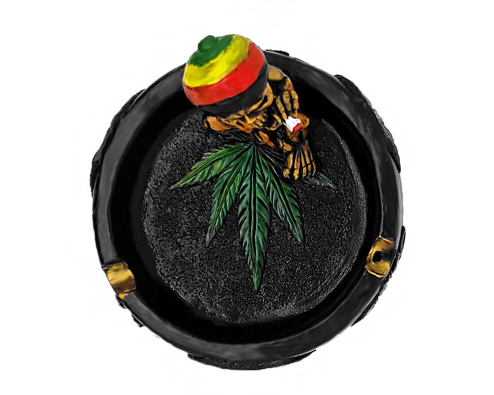 Rasta Skeleton Ash Tray Round Cigarette Burner Incense Stick Etsy