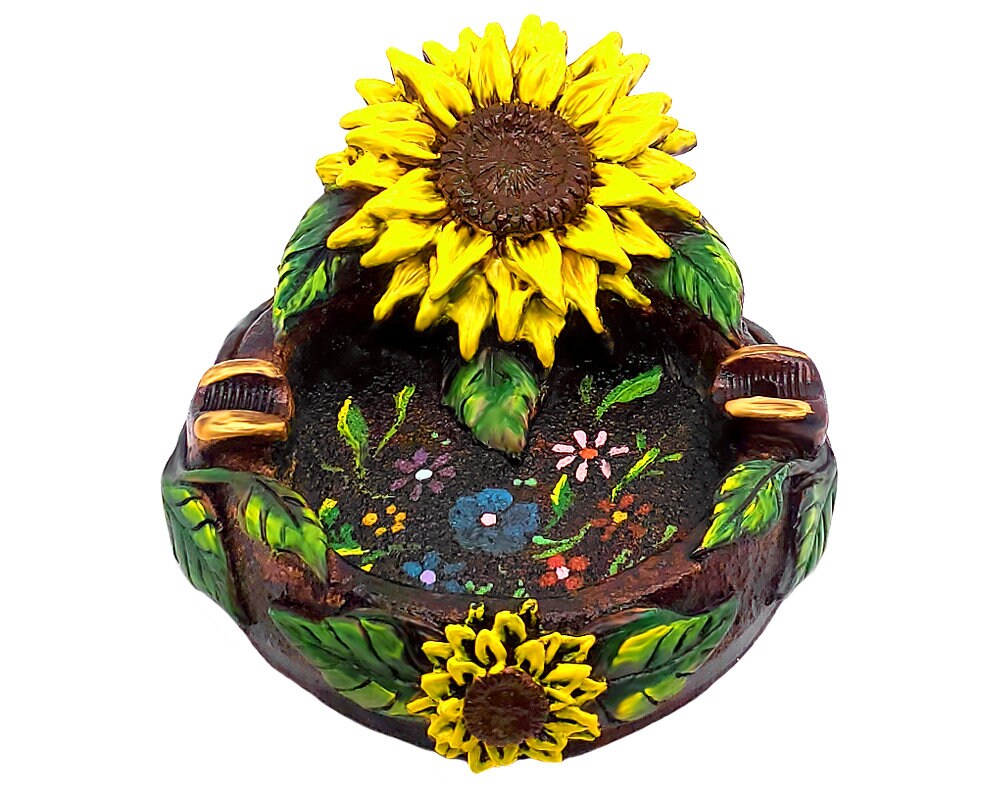 Sunflower Ash Tray Round Cigarette Burner Incense Stick Etsy