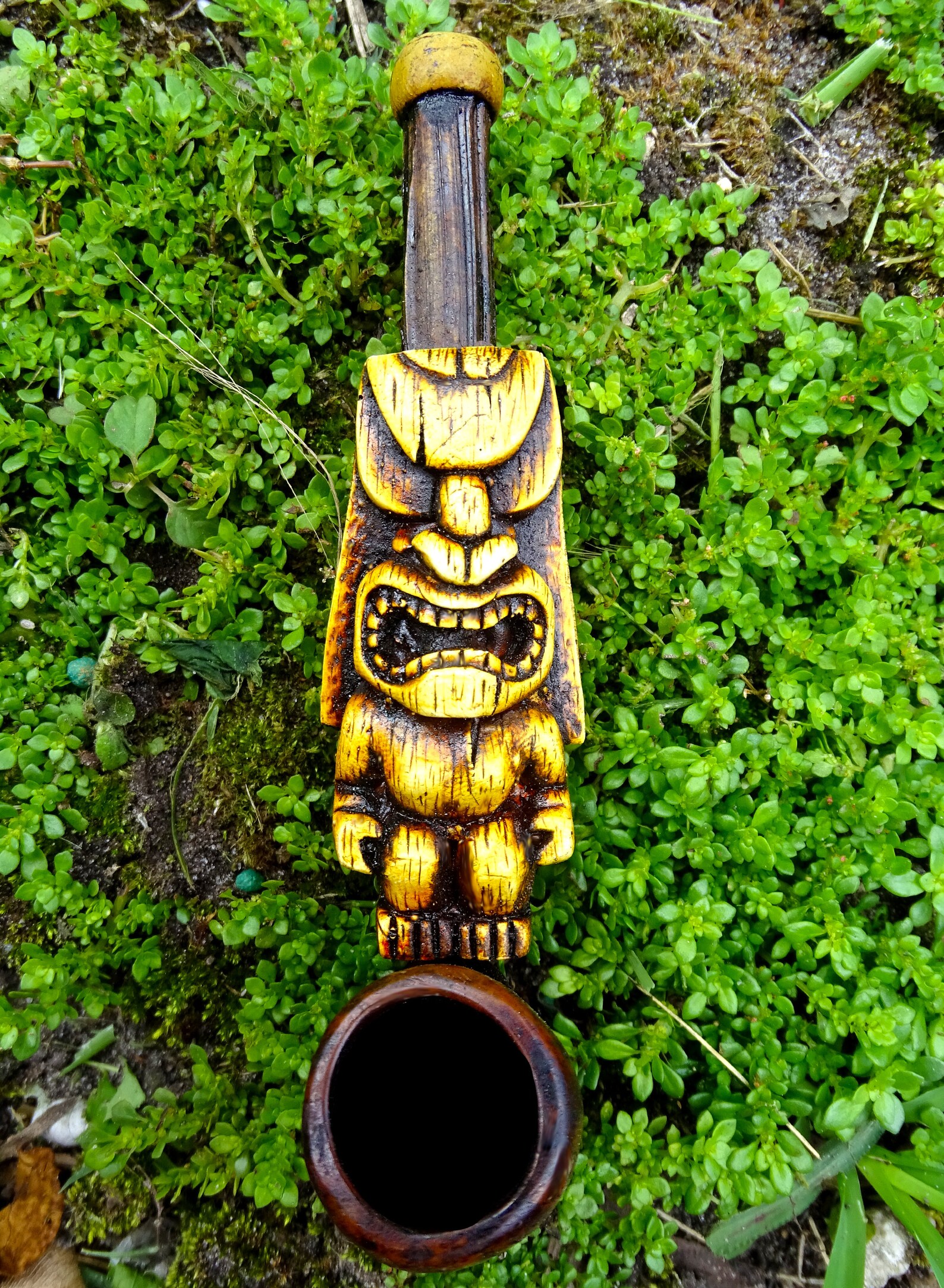 Lono Tiki Totem Tobacco Smoking Hand Pipe Handmade Etsy