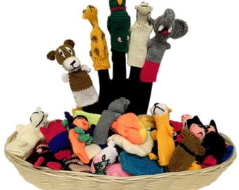 Ensemble de 12 marionnettes à doigts animaux en tricot - Cadeau éducatif pour enfants en laine fait à la main Histoire racontant Playtime Famille Jouets 1 douzaine de personnages assortis
