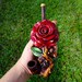 Red Rose Tobacco Smoking Pipe - Handmade Flower Art Natural Coconut Bowl Nature Figurine Smokers Gifts for Her Valentine Love Romance Wife 