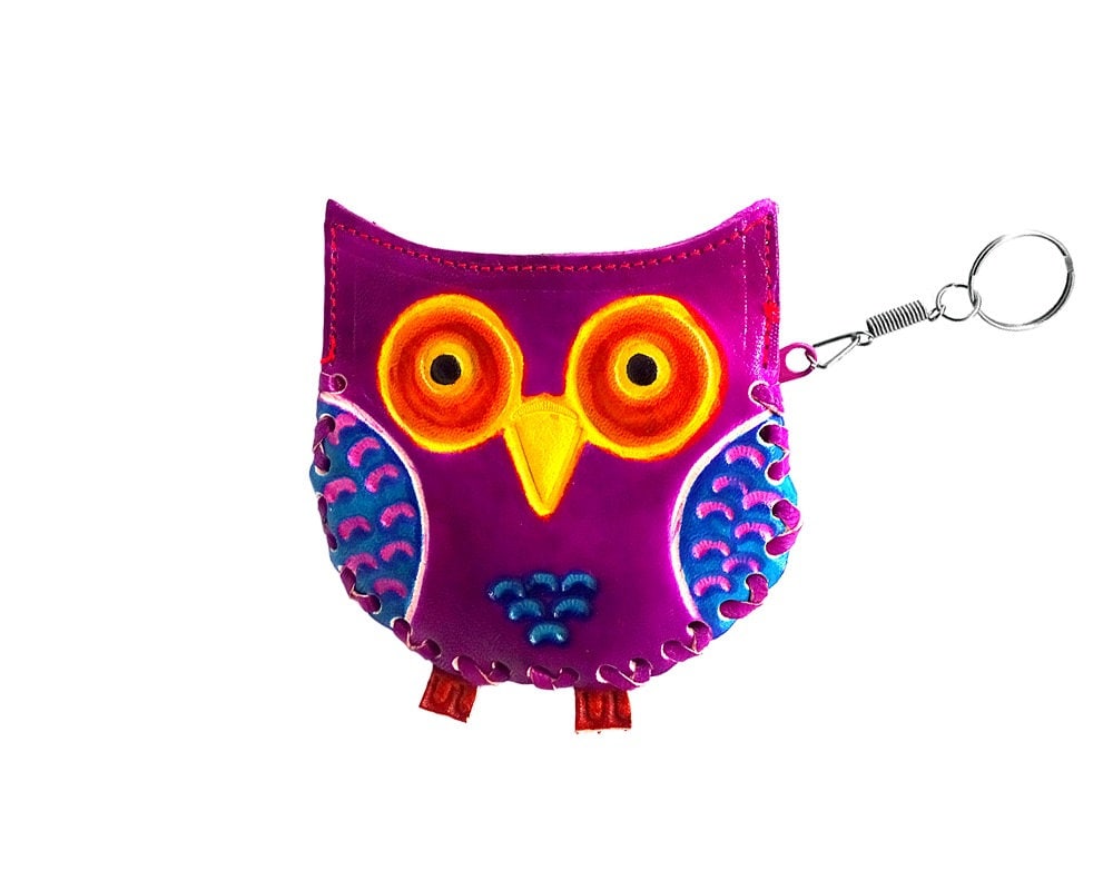 Handcrafted Owl Leather Coin Purse Keychain Compact Coin Pouch -  Hong  Kong