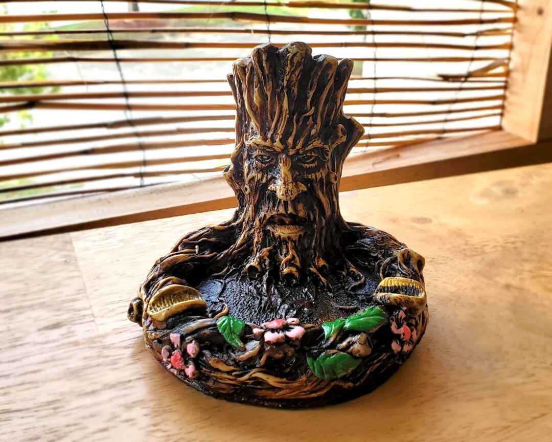 Tree Man Ash Tray Round Tall Cigarette Burner Incense Stick Etsy