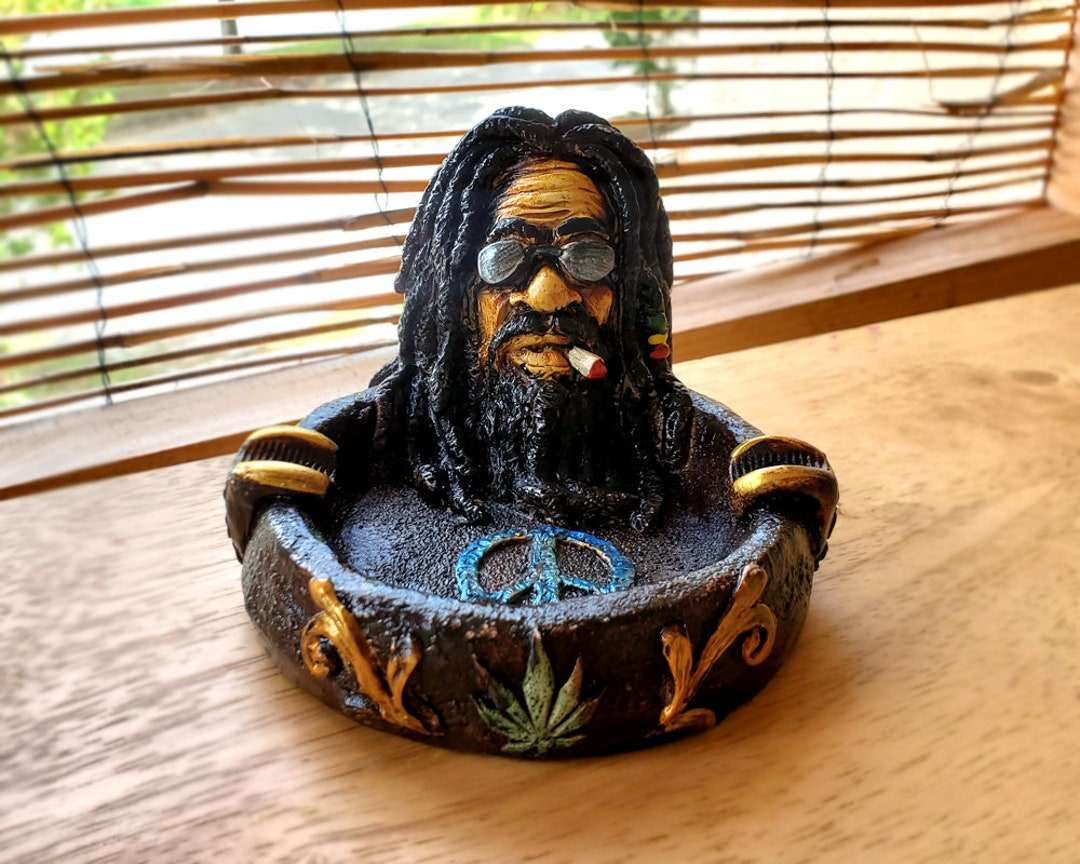 Rasta Man Ash Tray Round Tall Cigarette Burner Incense Stick Etsy