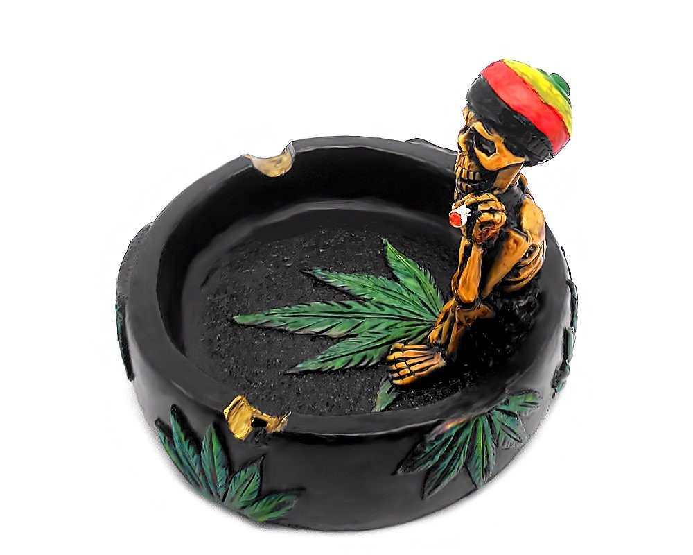 Rasta Skeleton Ash Tray Round Cigarette Burner Incense Stick Etsy