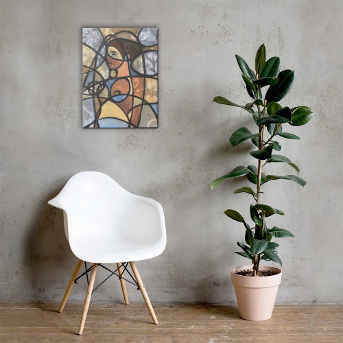 Eliptica original Picasso style cubism figure painting canvas print shops giclee