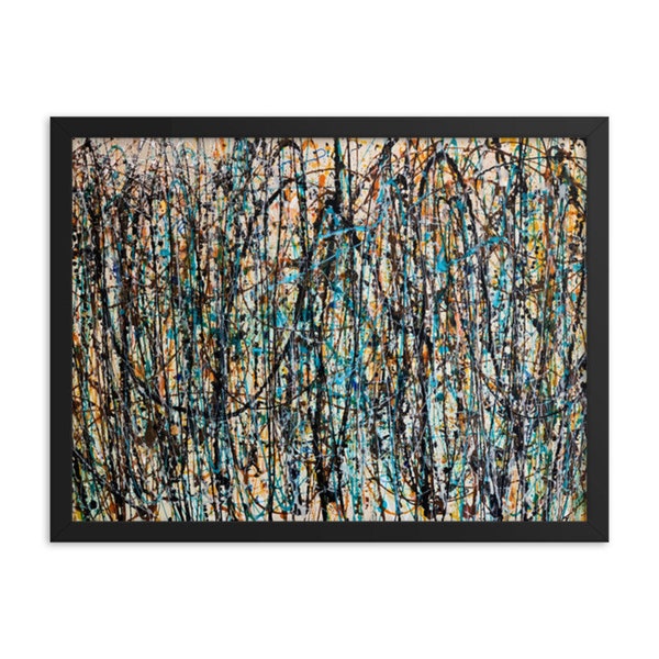 Jackson Pollock Style Painting Framed Print On Paper