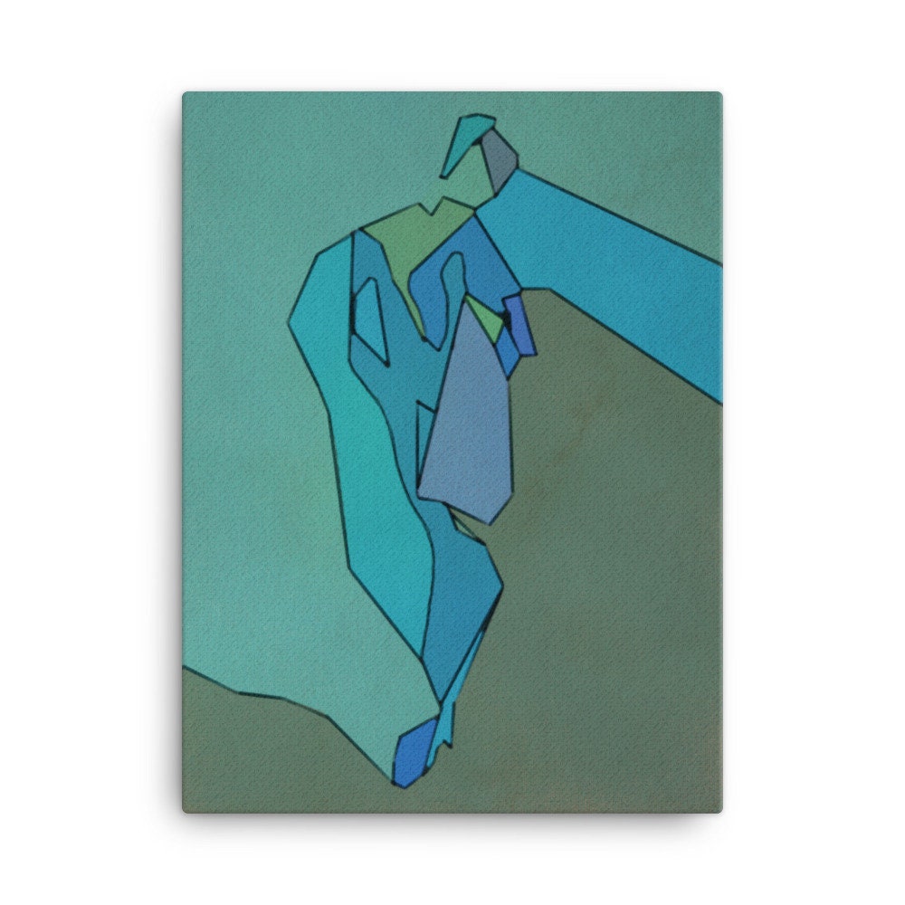 The Bather III - Abstract Figure Painting Nude Woman Bathing Canvas ...