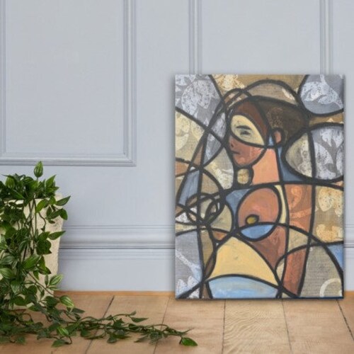 Eliptica original Picasso style cubism figure painting canvas print shops giclee