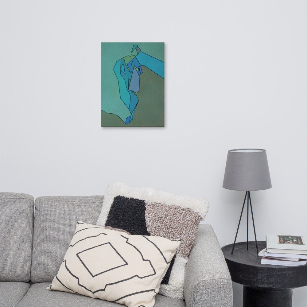 The Bather III - Abstract Figure Painting Nude Woman Bathing Canvas ...