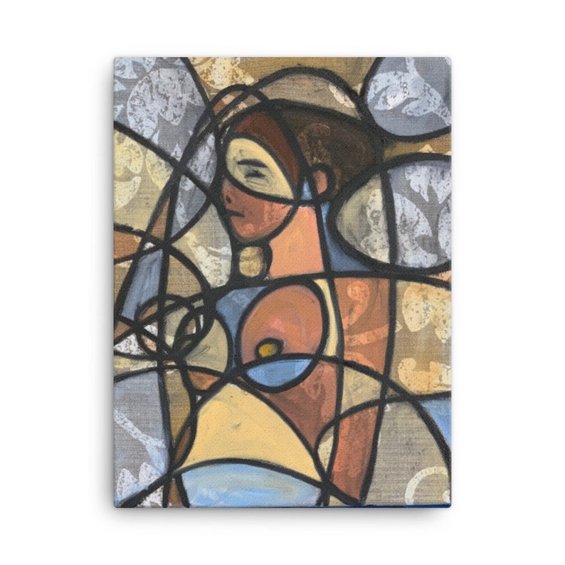 Eliptica original Picasso style cubism figure painting canvas print shops giclee