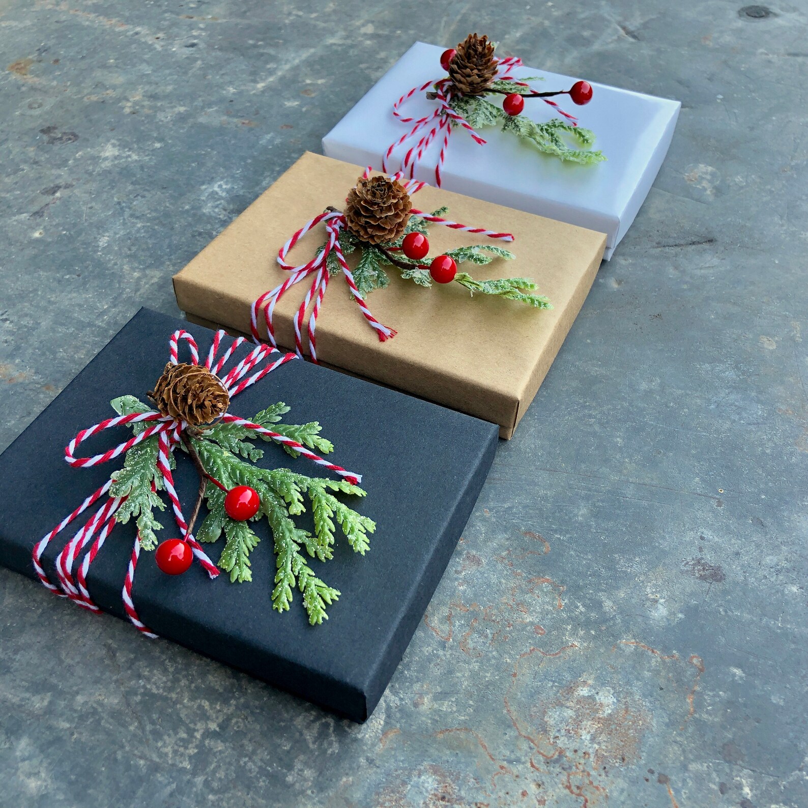 Candy cane prewrapped small gift box rustic holiday gift Etsy